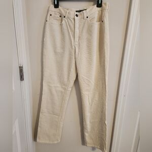 Ralph Lauren Cream Off White Corduroy Straight Leg Jeans. Size 8.
